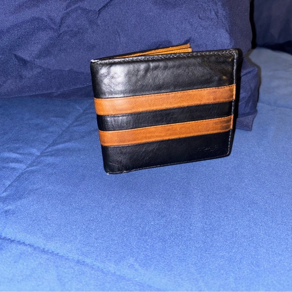 Coach Men’s Black and Brown Leather Wallet - Picture 1 of 8